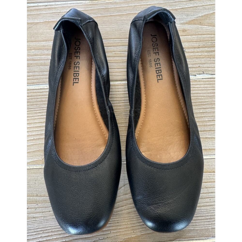Josef Seibel Fenja Womens Leather Ballet Flat Shoes Black Comfort EU 37 US 6.5